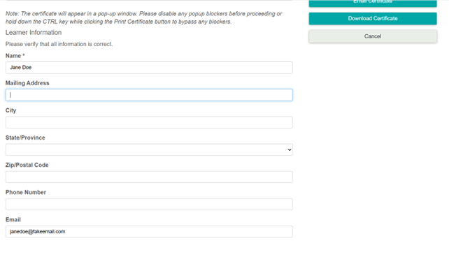 Accessing Your Course Certificates